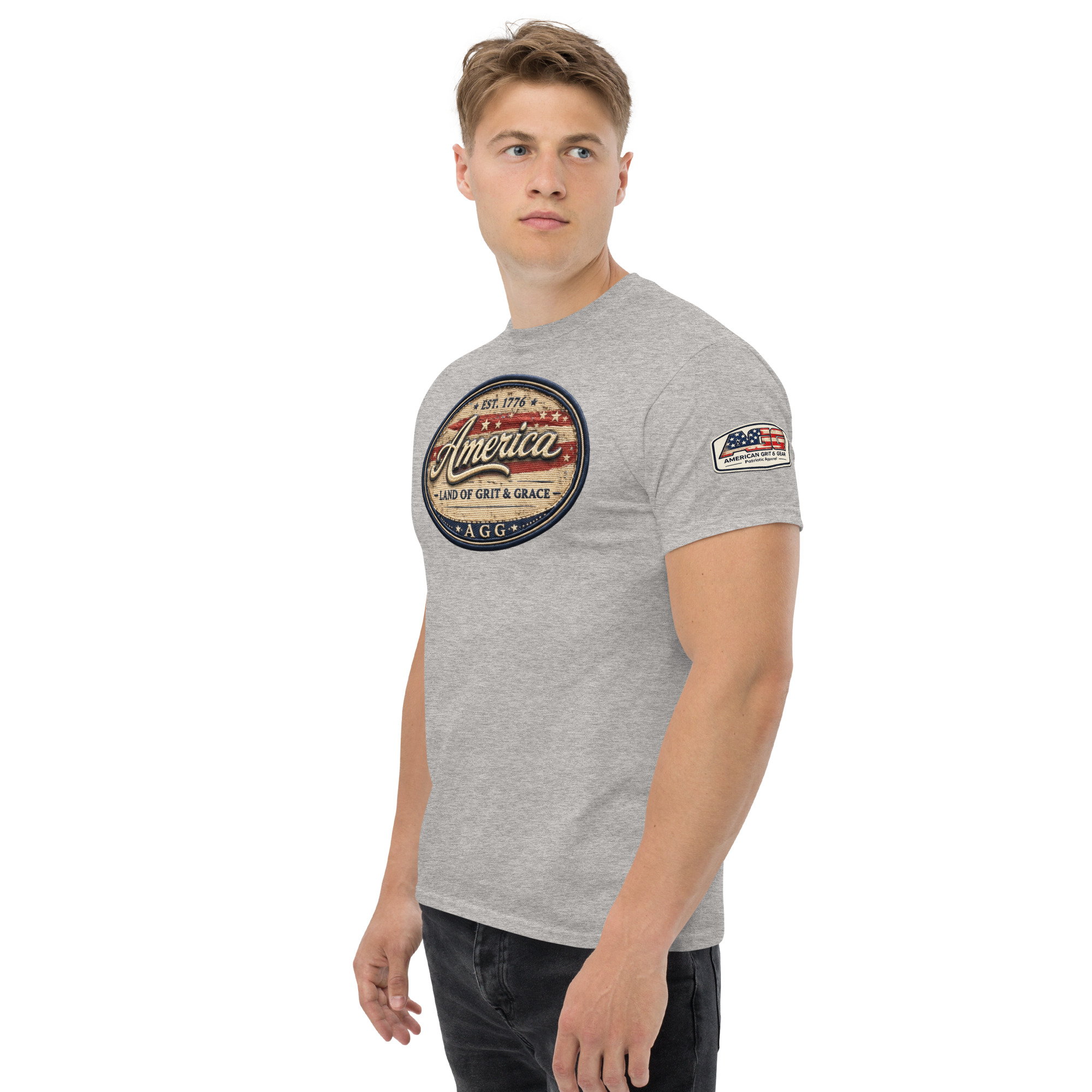 America Heritage – Land of Grit & Grace Unisex Classic Tee | Patriotic American T-Shirt - Image 40