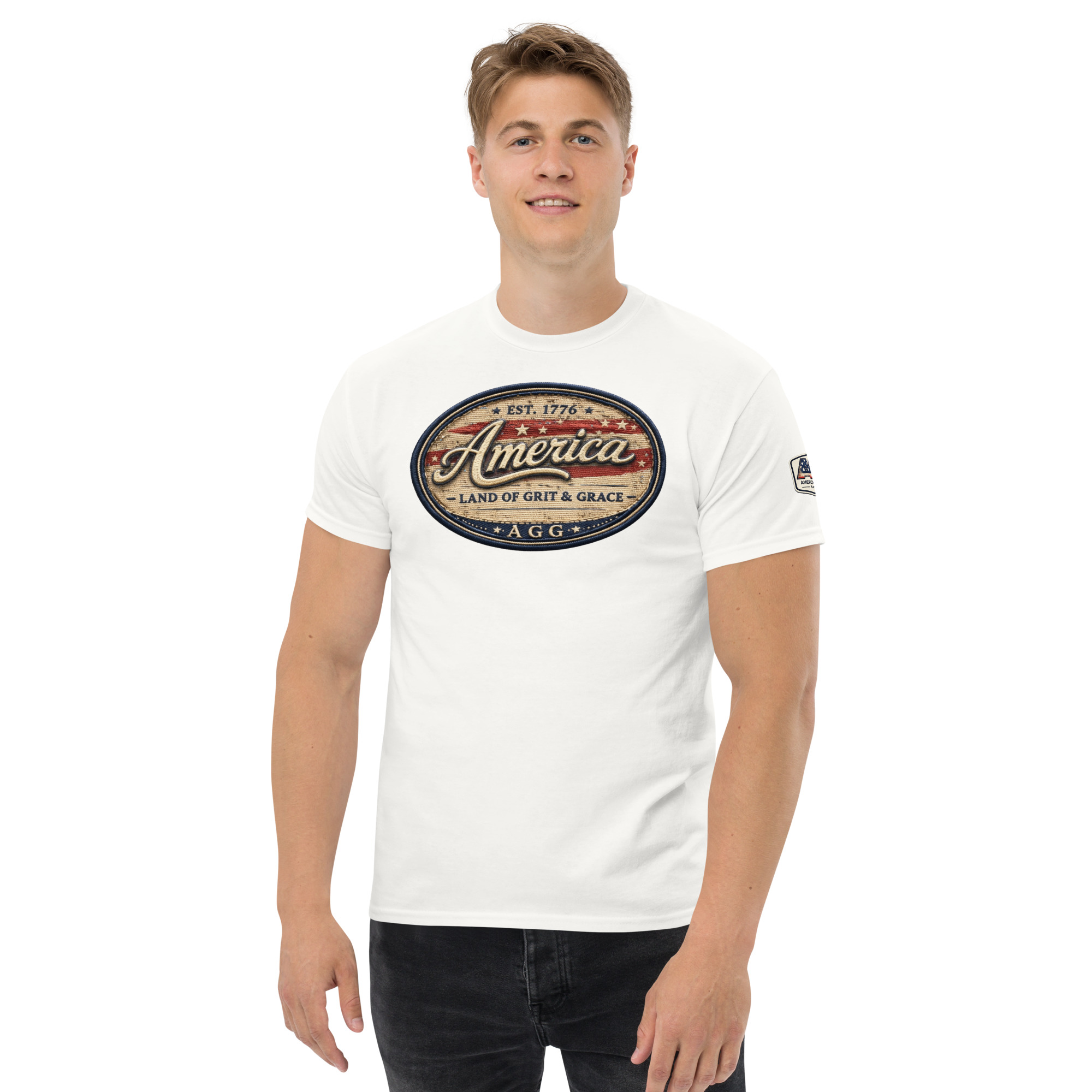 America Heritage – Land of Grit & Grace Unisex Classic Tee | Patriotic American T-Shirt - Image 37