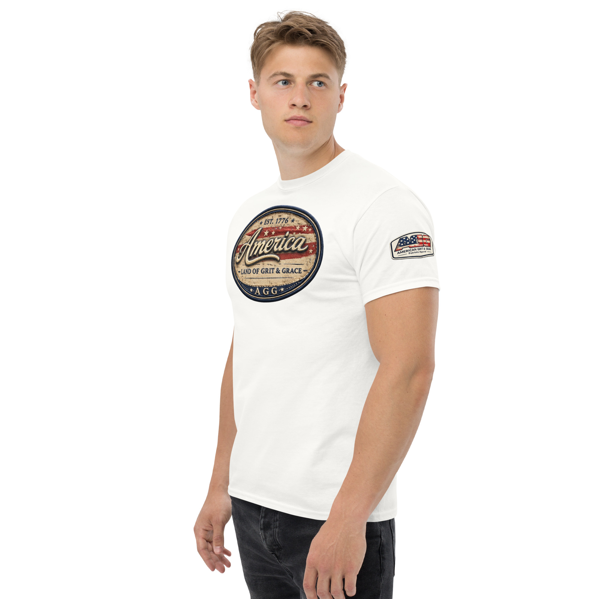 America Heritage – Land of Grit & Grace Unisex Classic Tee | Patriotic American T-Shirt - Image 38