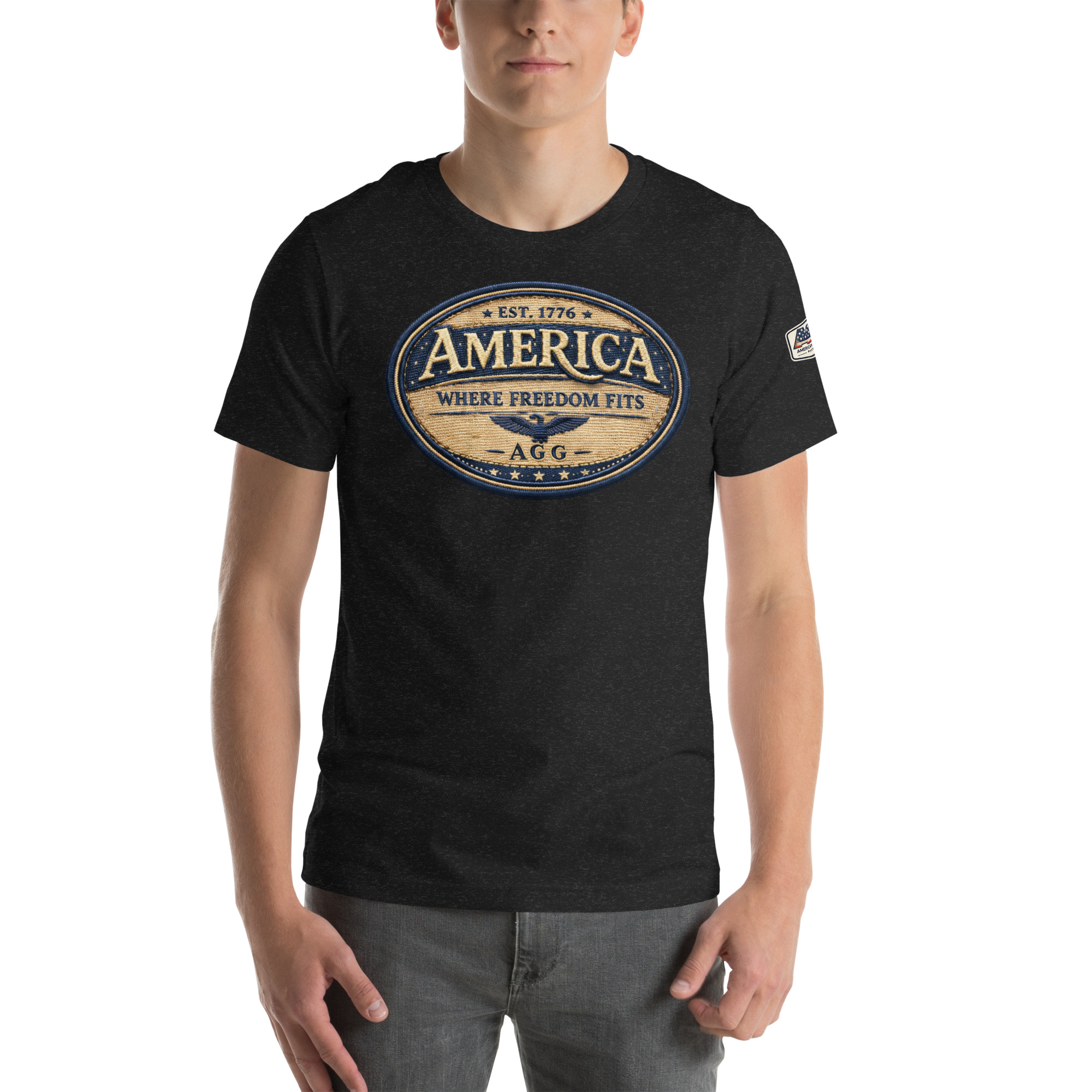 American Heritage – Where Freedom Fits Unisex Tee | Bella + Canvas 3001 - Image 8
