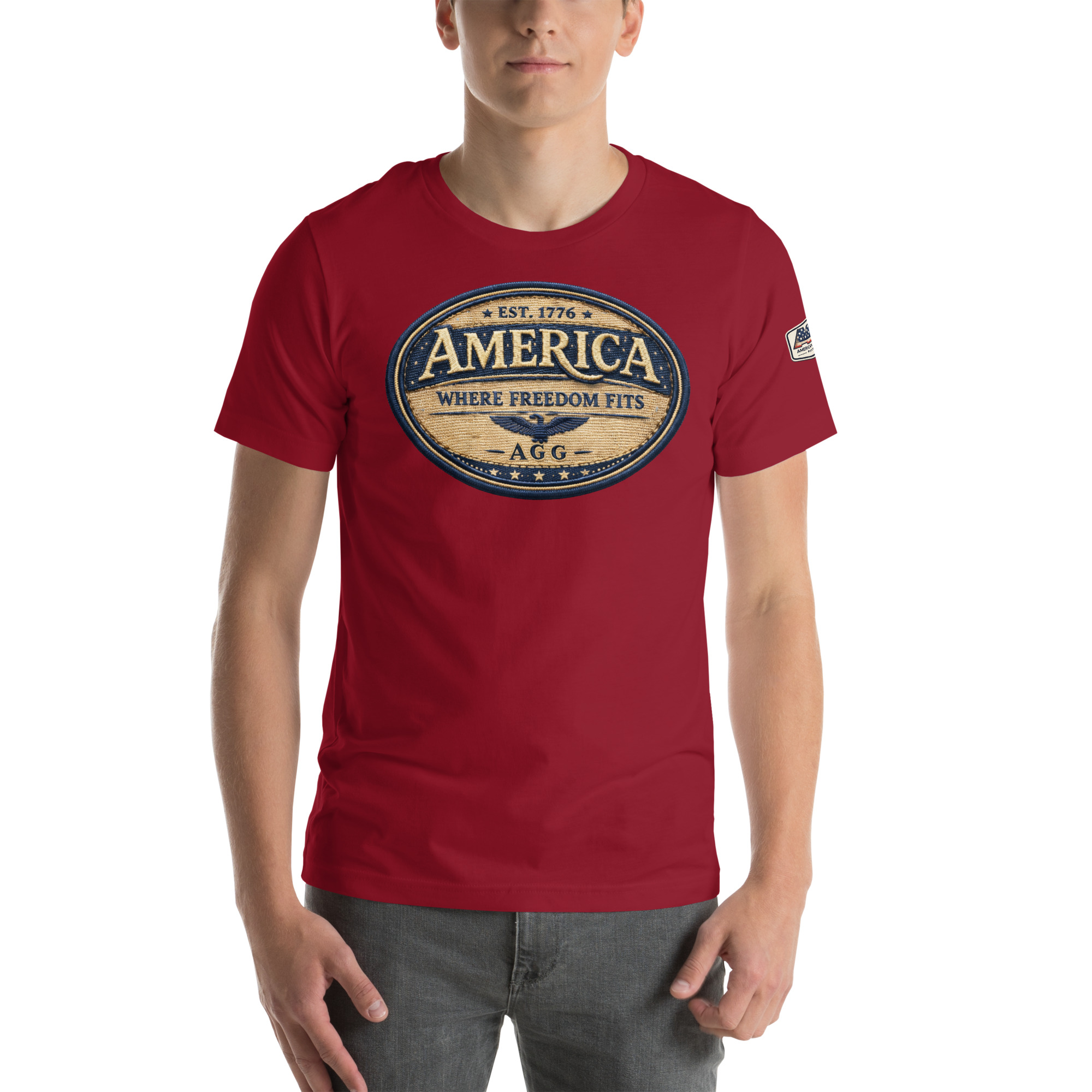 American Heritage – Where Freedom Fits Unisex Tee | Bella + Canvas 3001 - Image 7