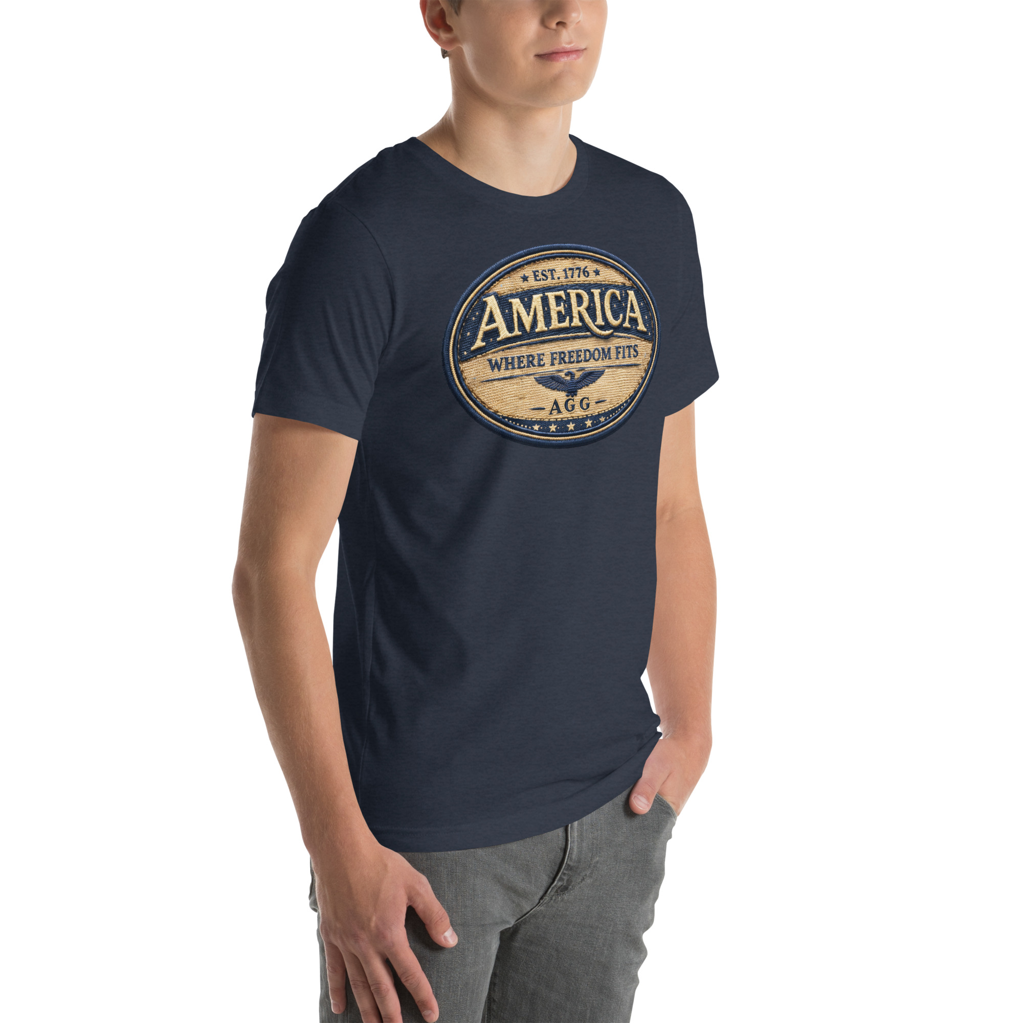 American Heritage – Where Freedom Fits Unisex Tee | Bella + Canvas 3001 - Image 36