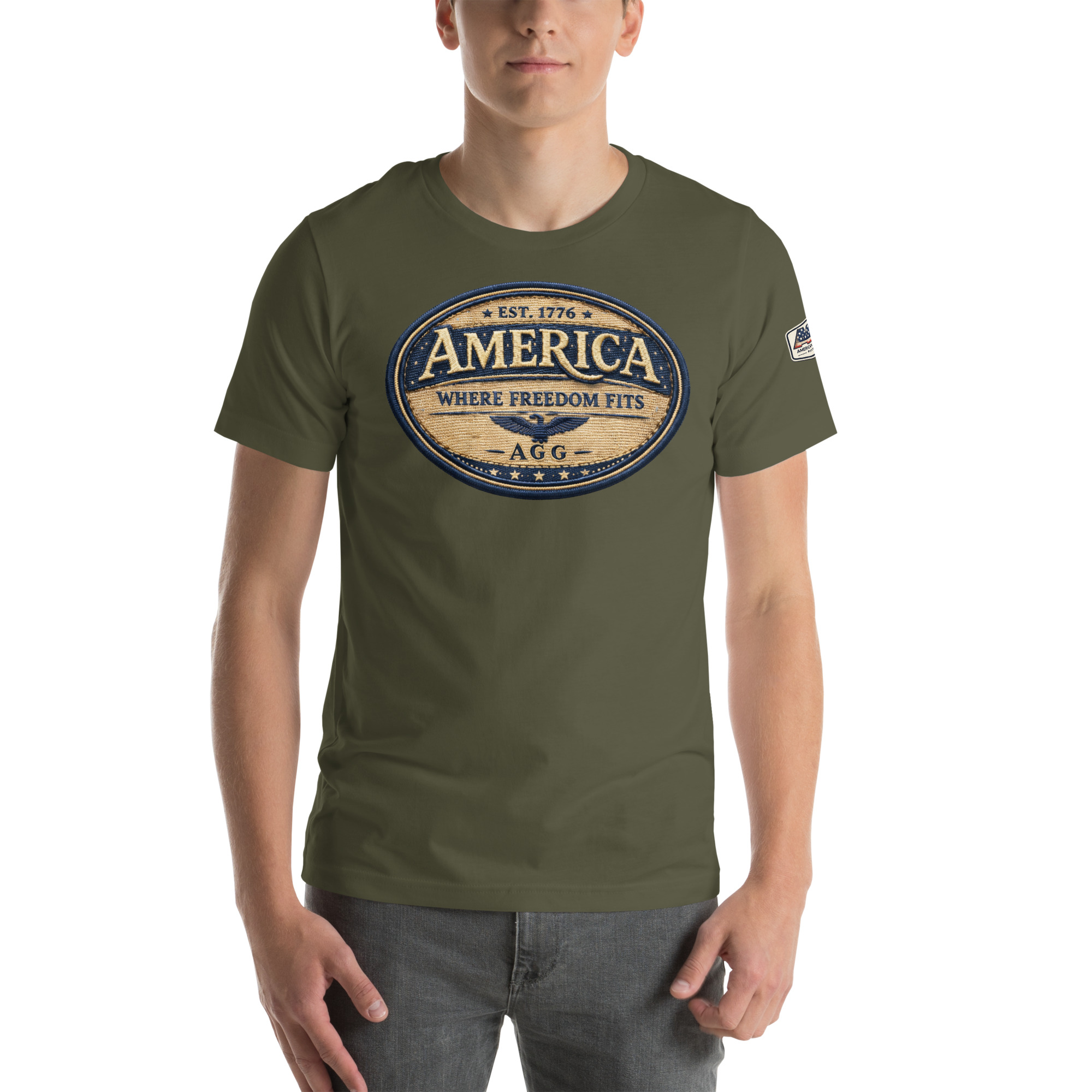 American Heritage – Where Freedom Fits Unisex Tee | Bella + Canvas 3001 - Image 37