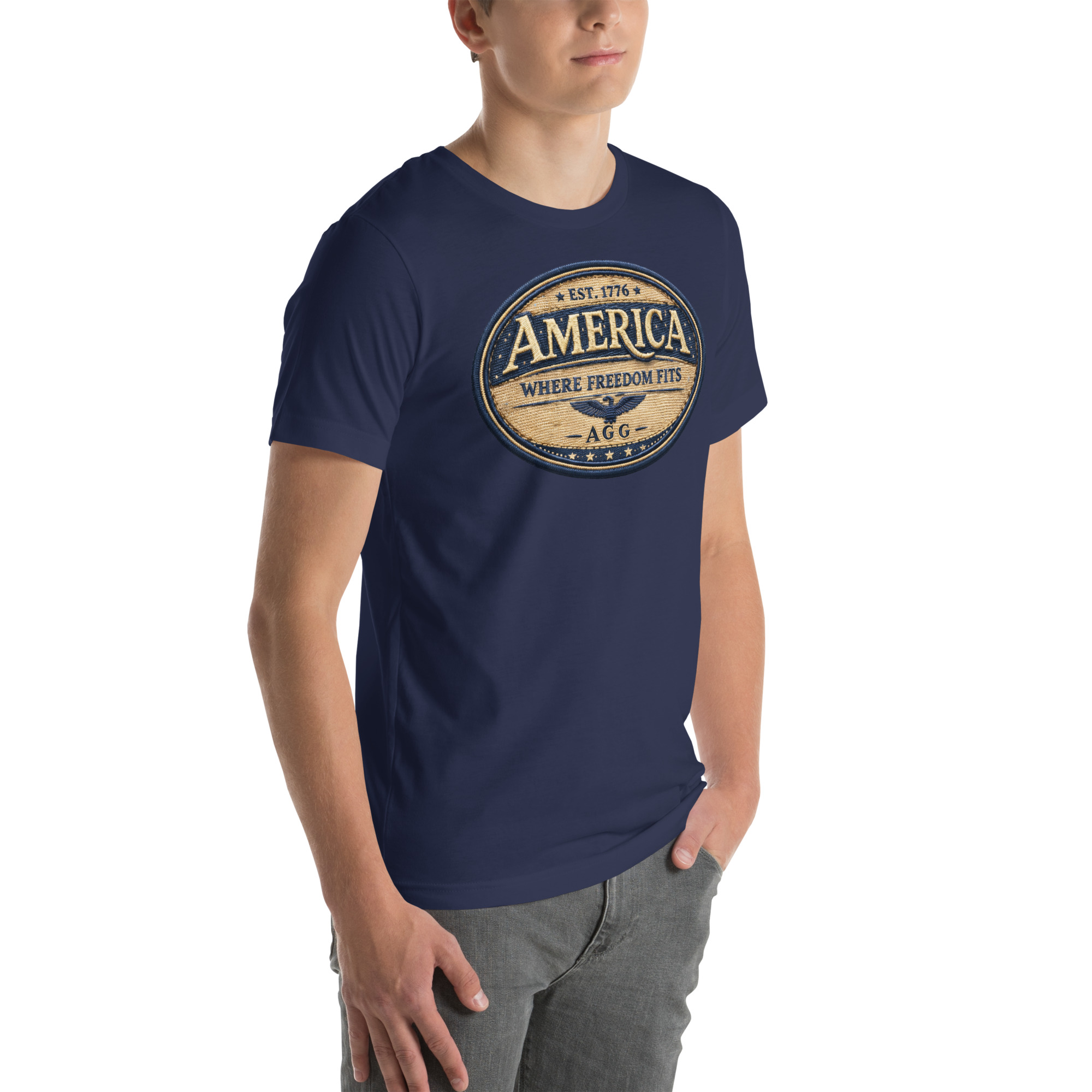 American Heritage – Where Freedom Fits Unisex Tee | Bella + Canvas 3001 - Image 25