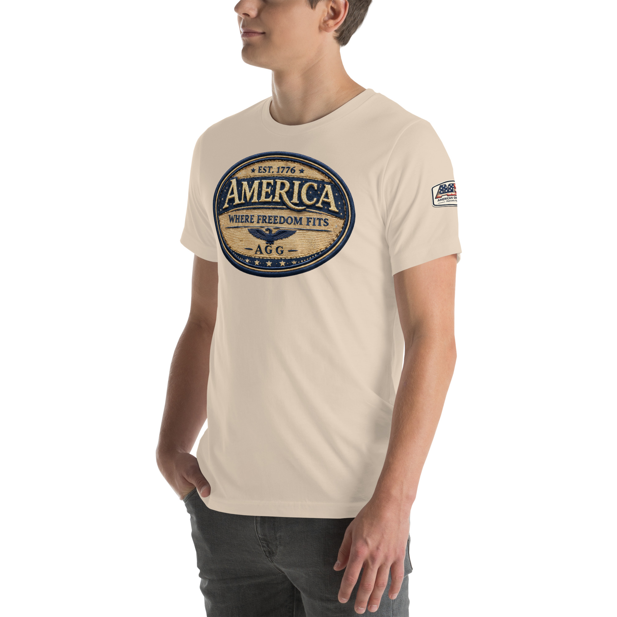 American Heritage – Where Freedom Fits Unisex Tee | Bella + Canvas 3001 - Image 52