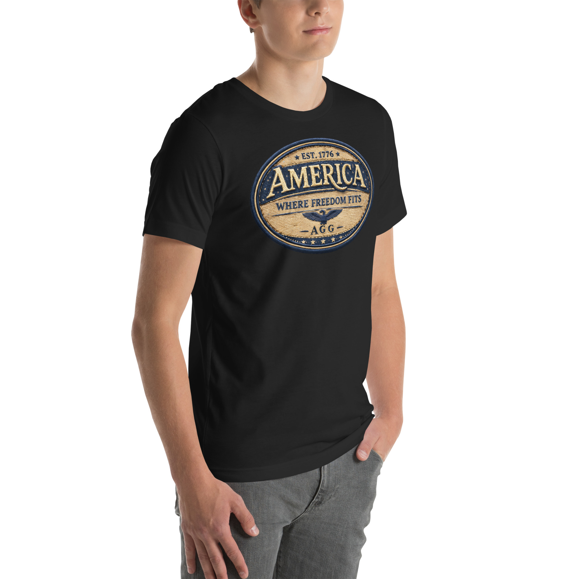 American Heritage – Where Freedom Fits Unisex Tee | Bella + Canvas 3001 - Image 17