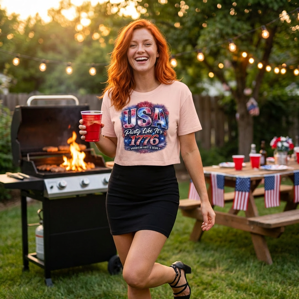 USA Party Like It’s 1776 Women’s Crop Top – Patriotic Festival Shirt - Image 4