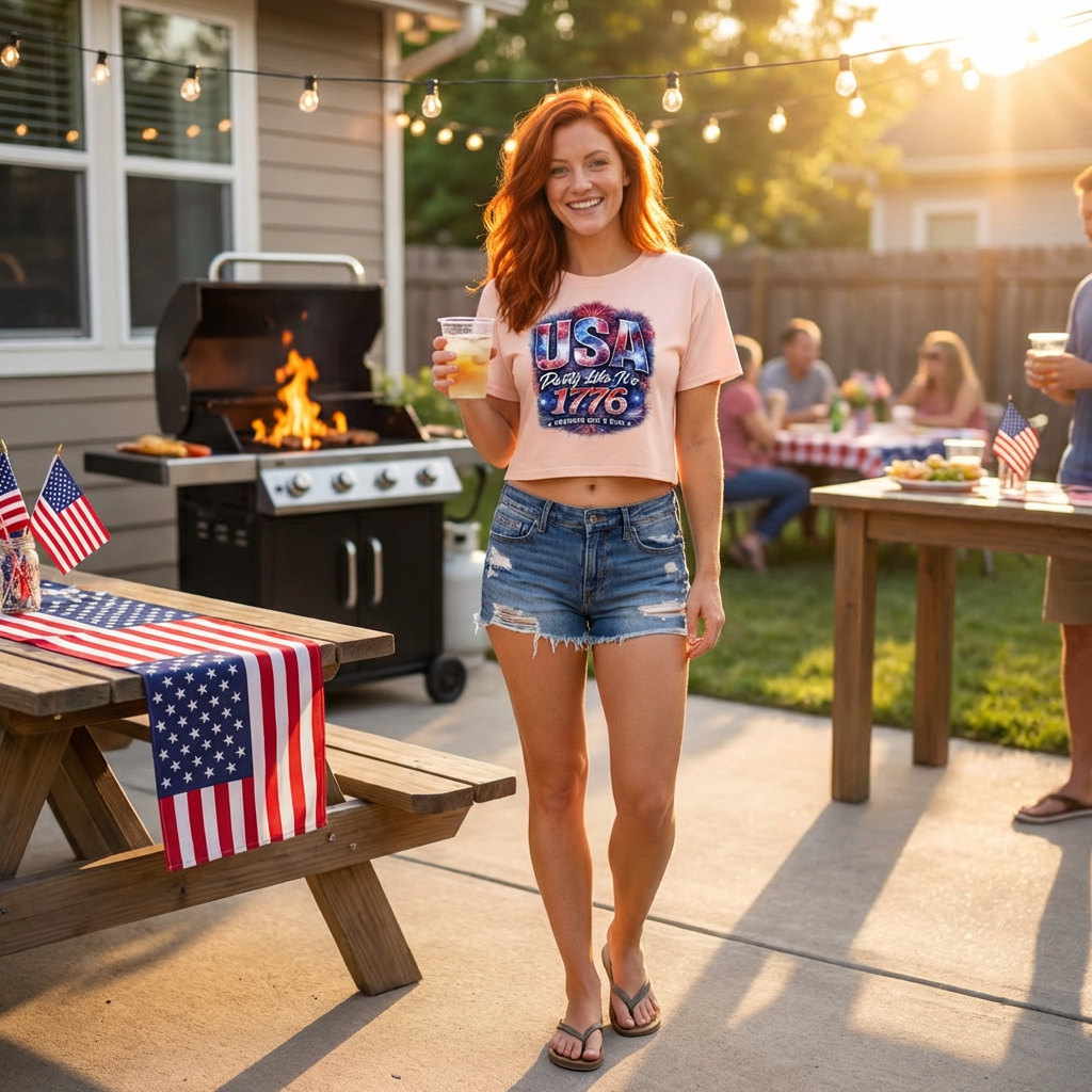 USA Party Like It’s 1776 Women’s Crop Top – Patriotic Festival Shirt - Image 8