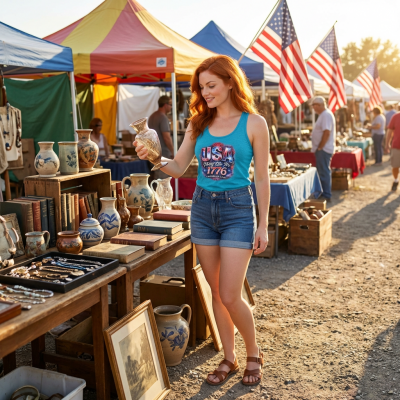 USA Party Like It’s 1776 Women’s Racerback Tank Top – Patriotic Summer Tank