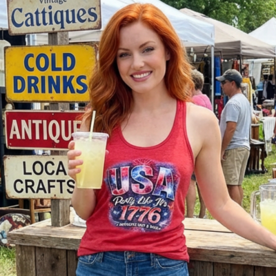 USA Party Like It’s 1776 Women’s Racerback Tank Top – Patriotic Summer Tank