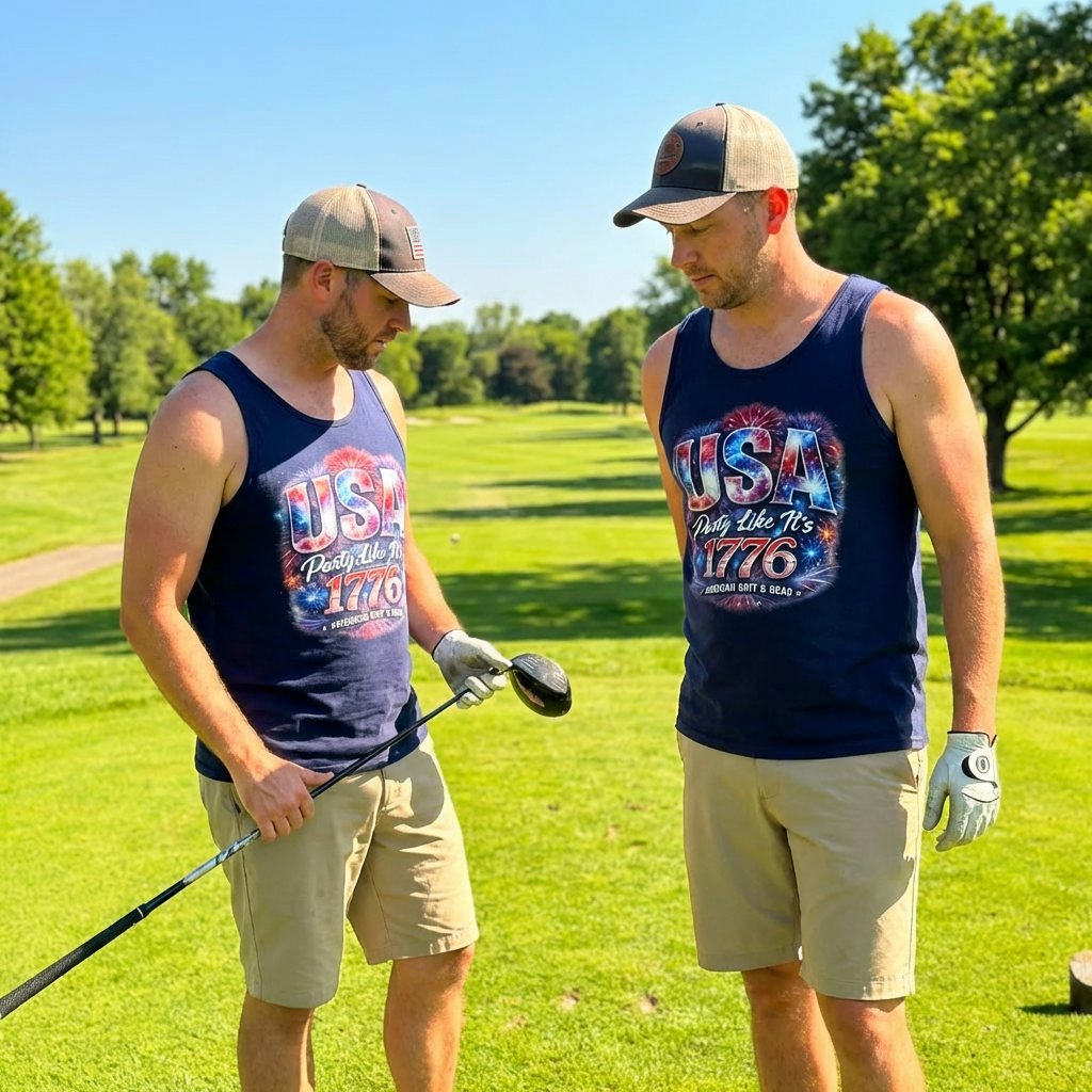 USA Party Like It’s 1776 Men’s Tank Top – Bella + Canvas 3480 Patriotic Summer Tank - Image 4