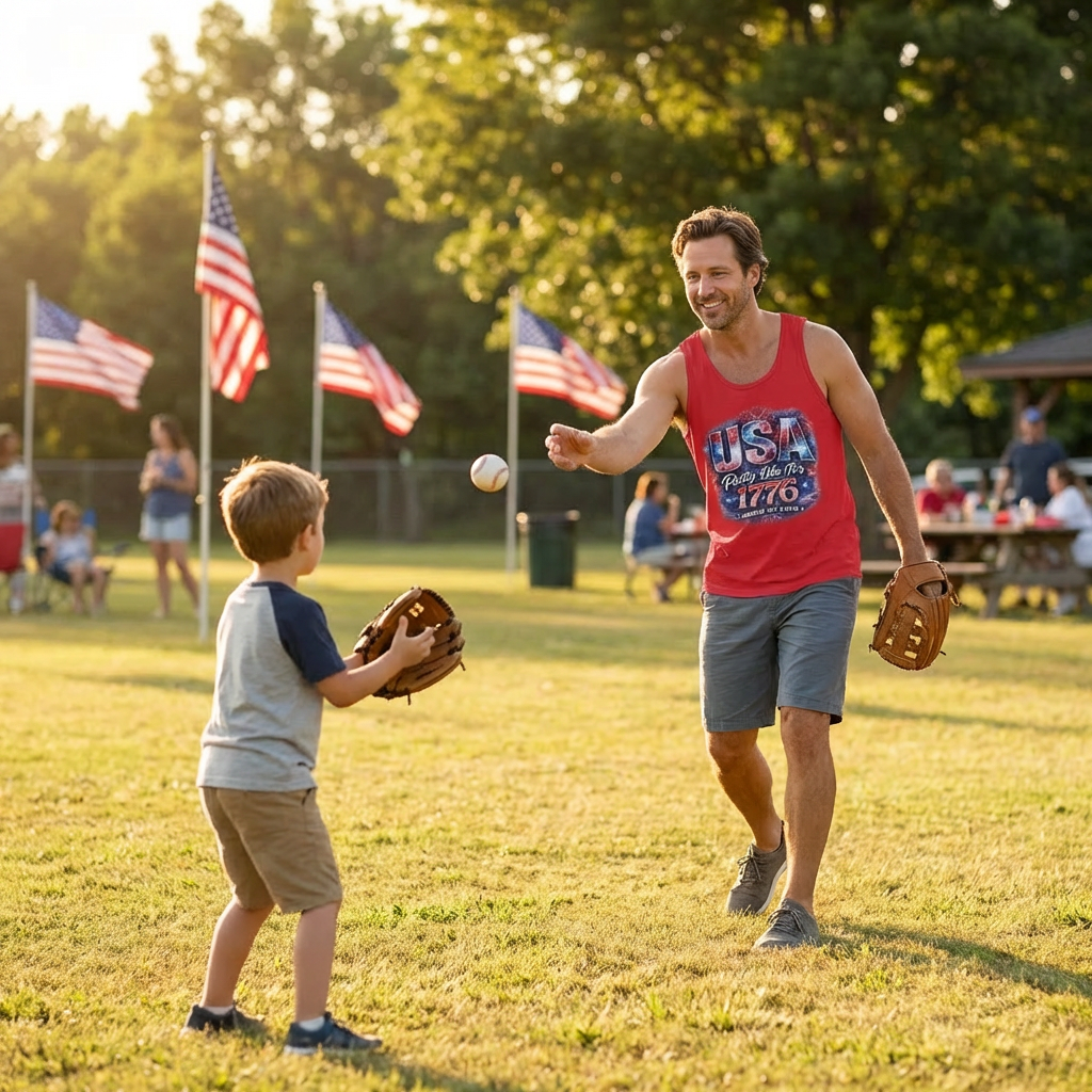 USA Party Like It’s 1776 Men’s Tank Top – Bella + Canvas 3480 Patriotic Summer Tank - Image 6