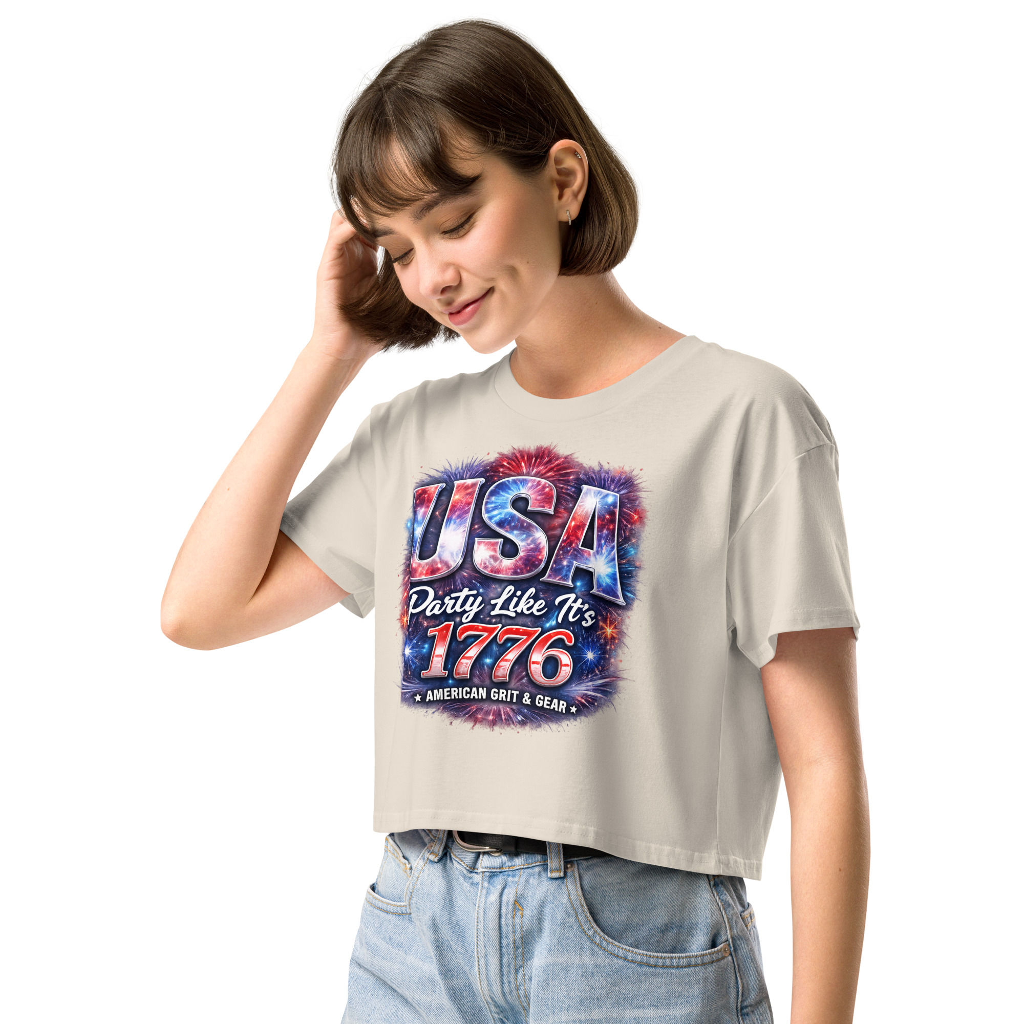 USA Party Like It’s 1776 Women’s Crop Top – Patriotic Festival Shirt - Image 36