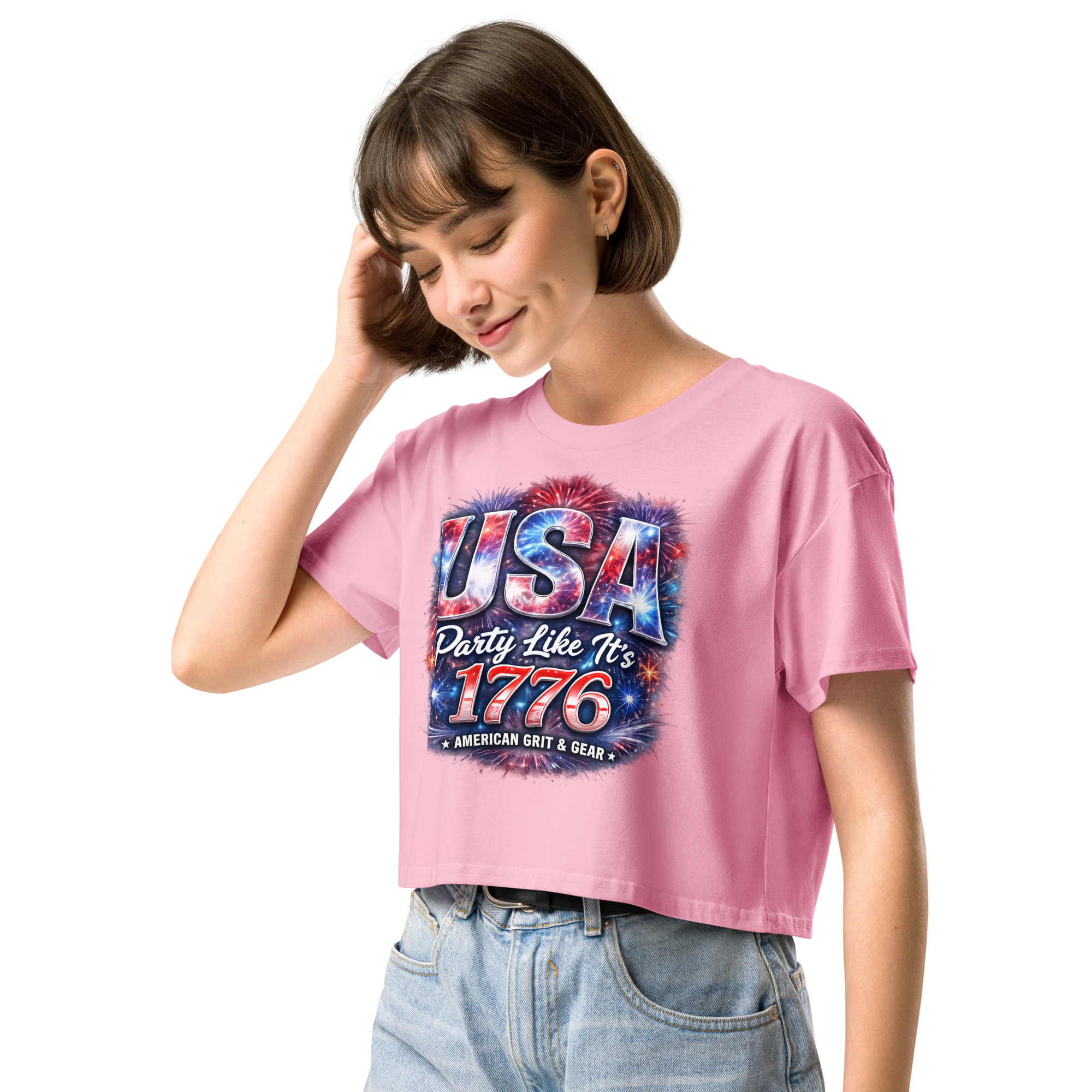 USA Party Like It’s 1776 Women’s Crop Top – Patriotic Festival Shirt - Image 32