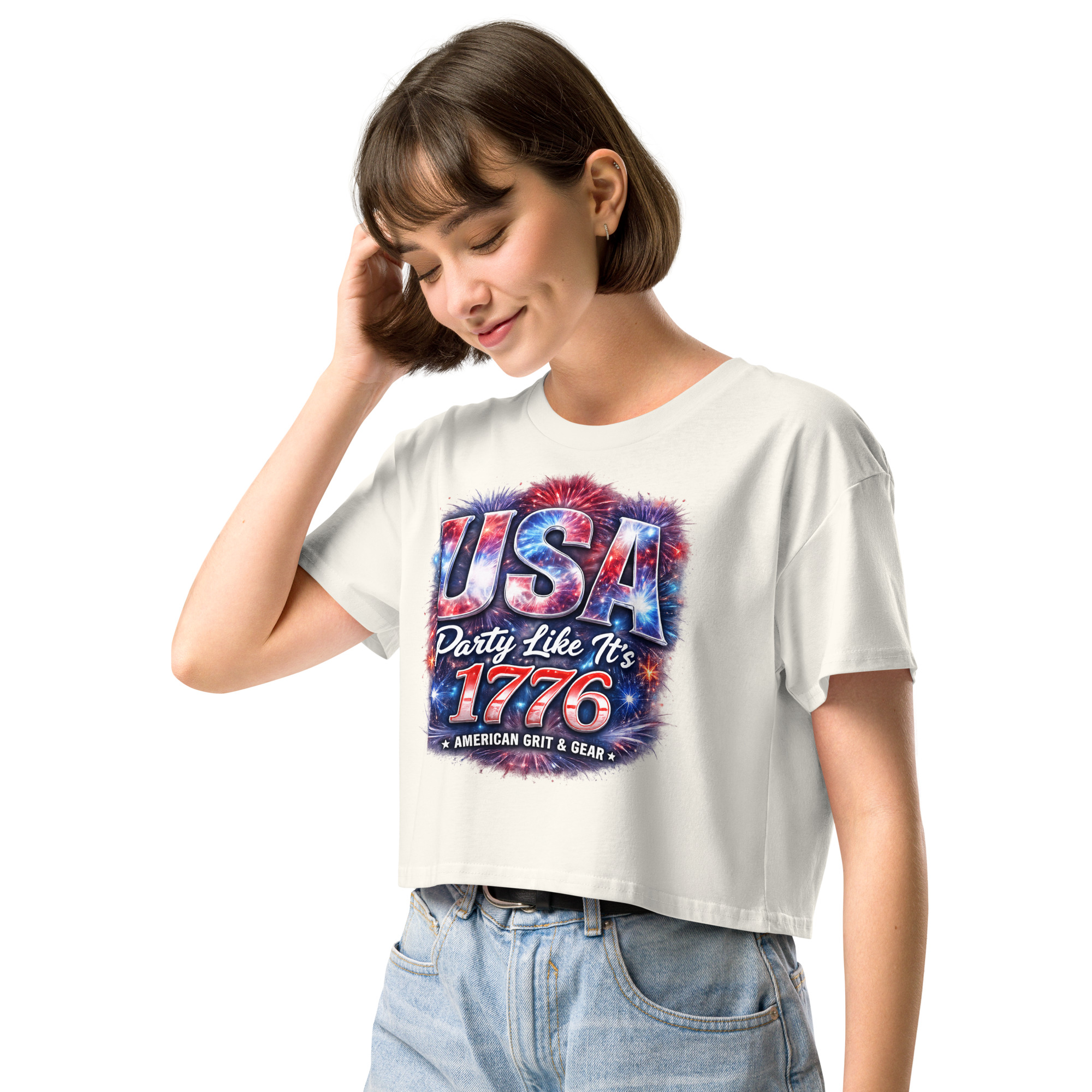 USA Party Like It’s 1776 Women’s Crop Top – Patriotic Festival Shirt - Image 39