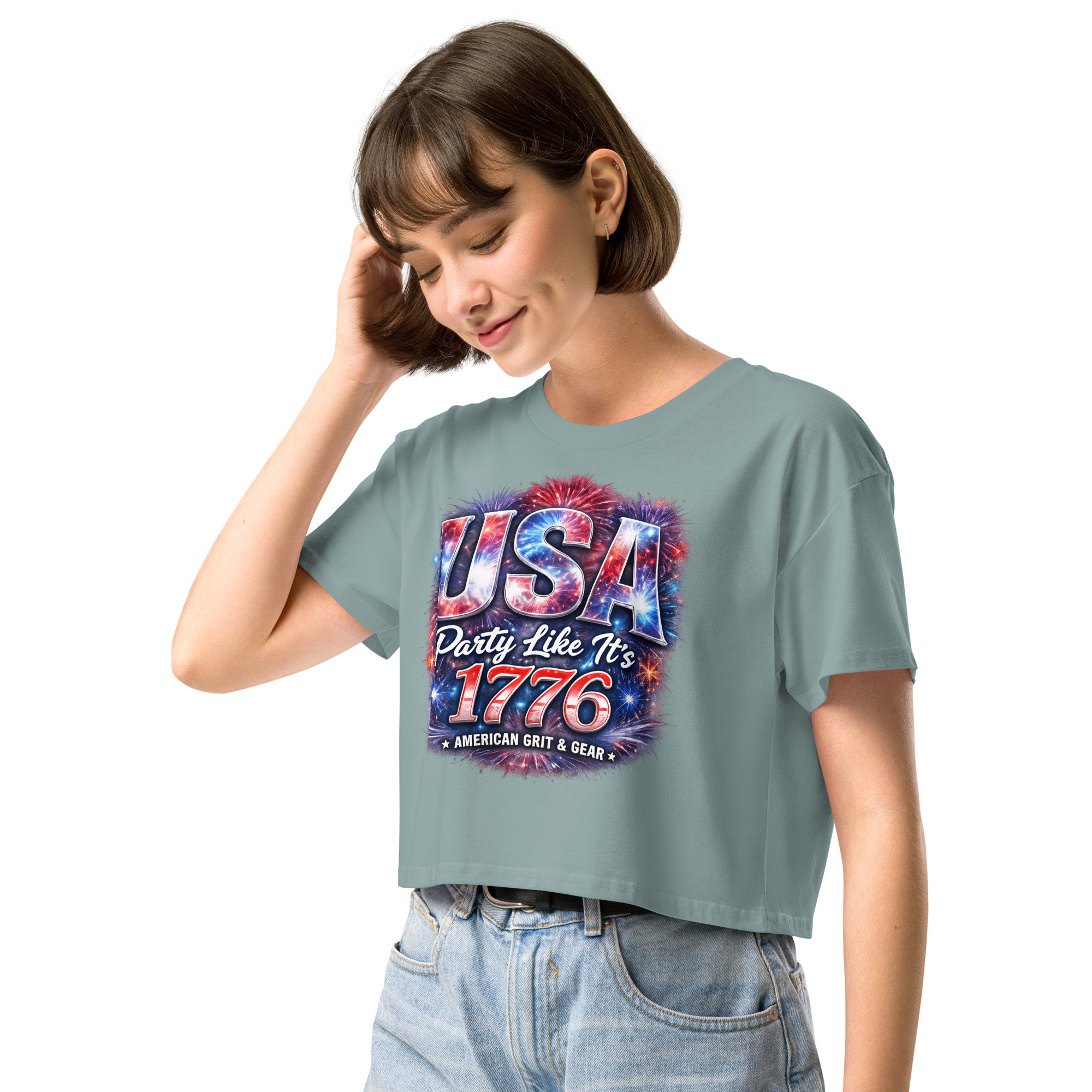 USA Party Like It’s 1776 Women’s Crop Top – Patriotic Festival Shirt - Image 28
