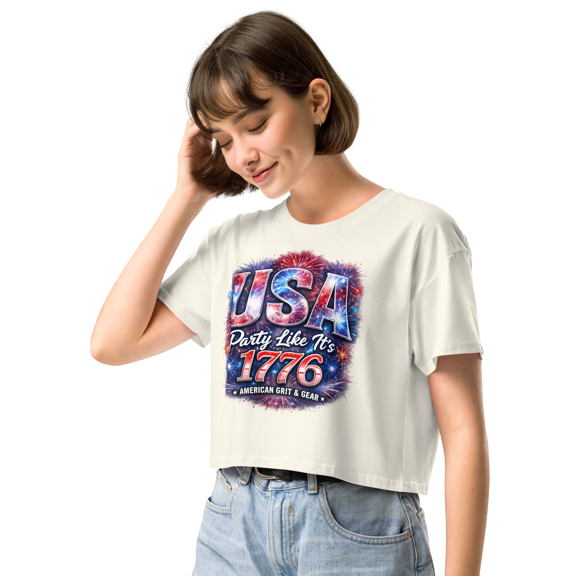 USA Party Like It’s 1776 Women’s Crop Top – Patriotic Festival Shirt - Image 40