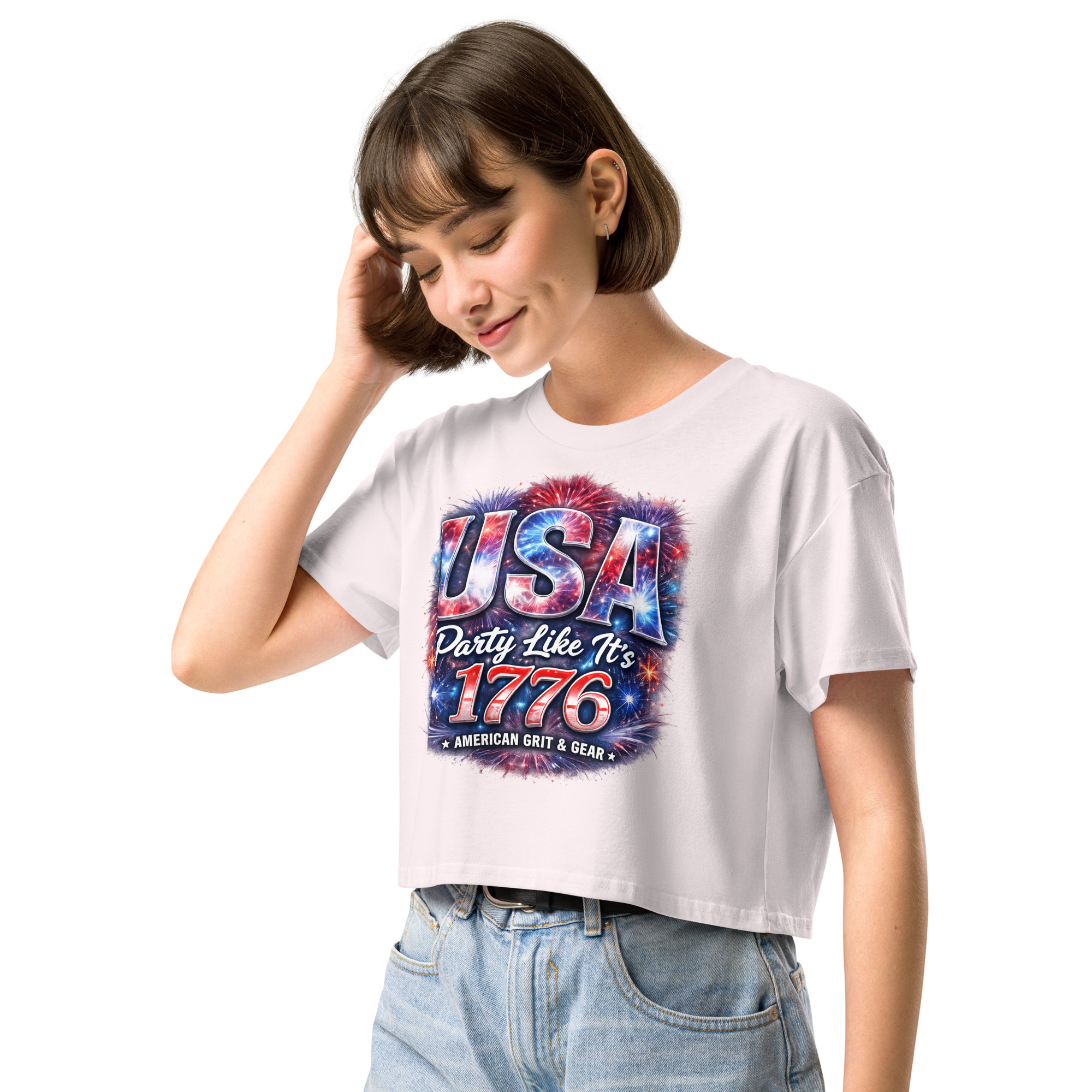 USA Party Like It’s 1776 Women’s Crop Top – Patriotic Festival Shirt - Image 38