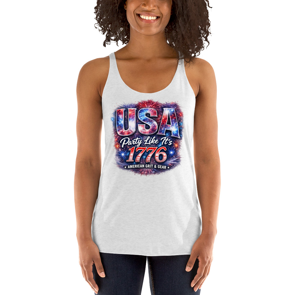 USA Party Like It’s 1776 Women’s Racerback Tank Top – Patriotic Summer Tank - Image 31