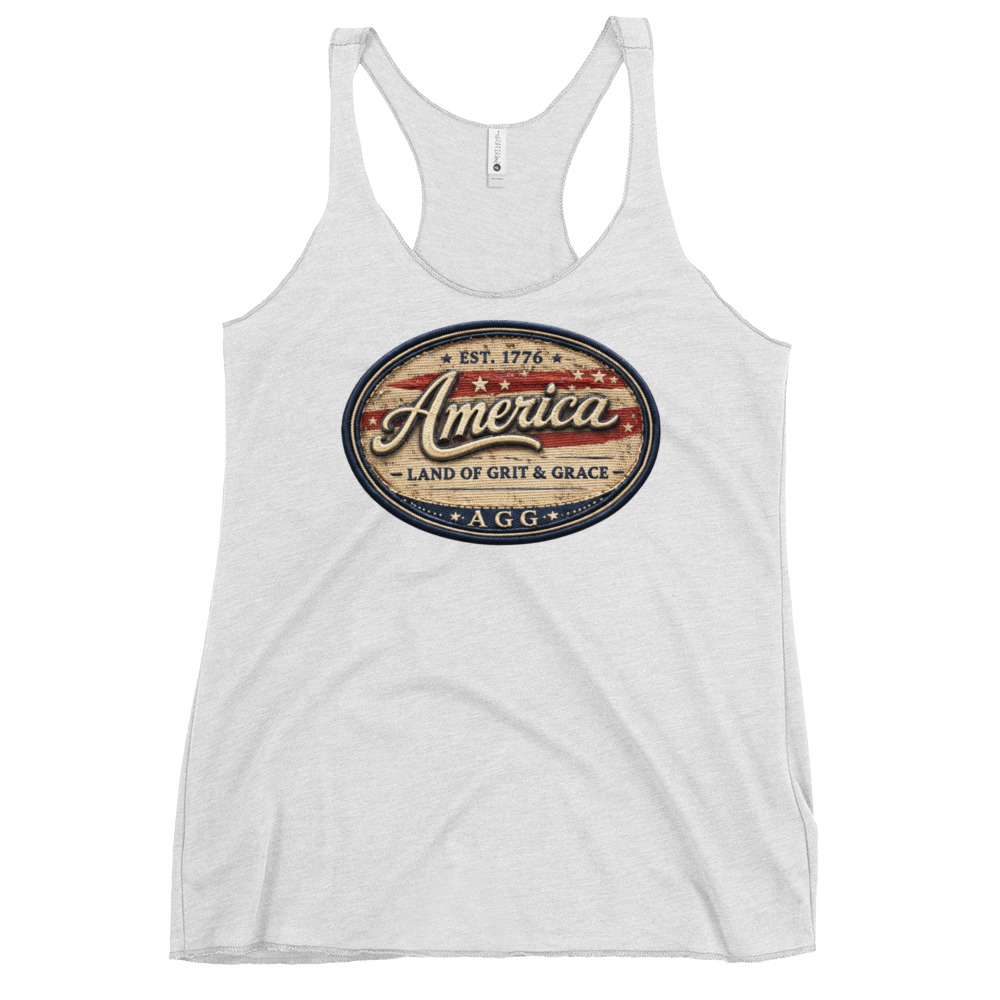 America Heritage – Land of Grit & Grace Racerback Tank | Patriotic Women’s Tank Top - Image 19