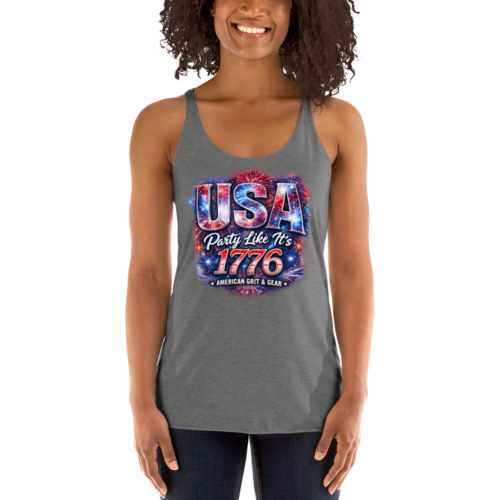 USA Party Like It’s 1776 Women’s Racerback Tank Top – Patriotic Summer Tank - Image 29