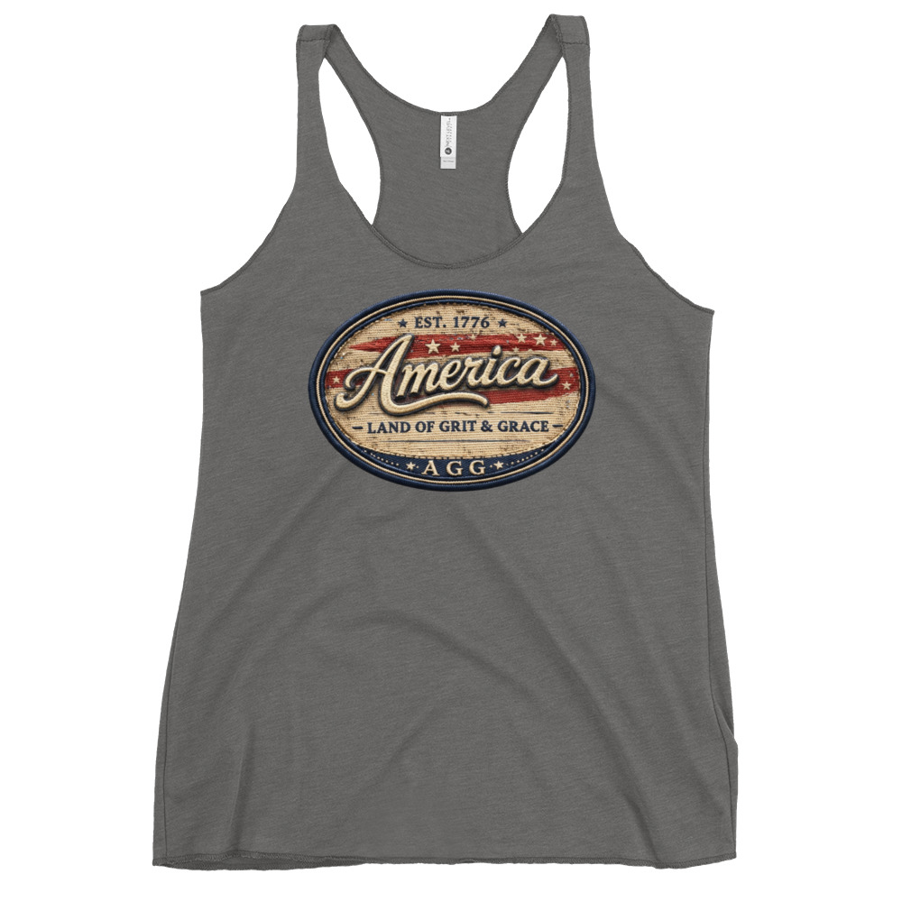 America Heritage – Land of Grit & Grace Racerback Tank | Patriotic Women’s Tank Top - Image 17