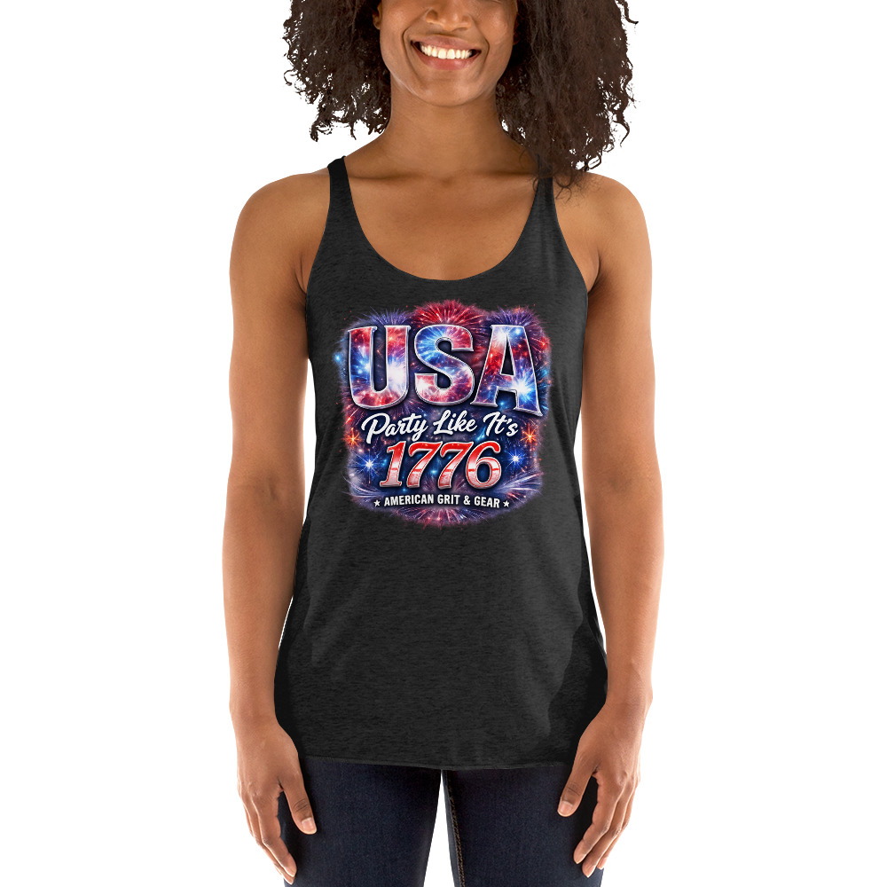 USA Party Like It’s 1776 Women’s Racerback Tank Top – Patriotic Summer Tank - Image 25