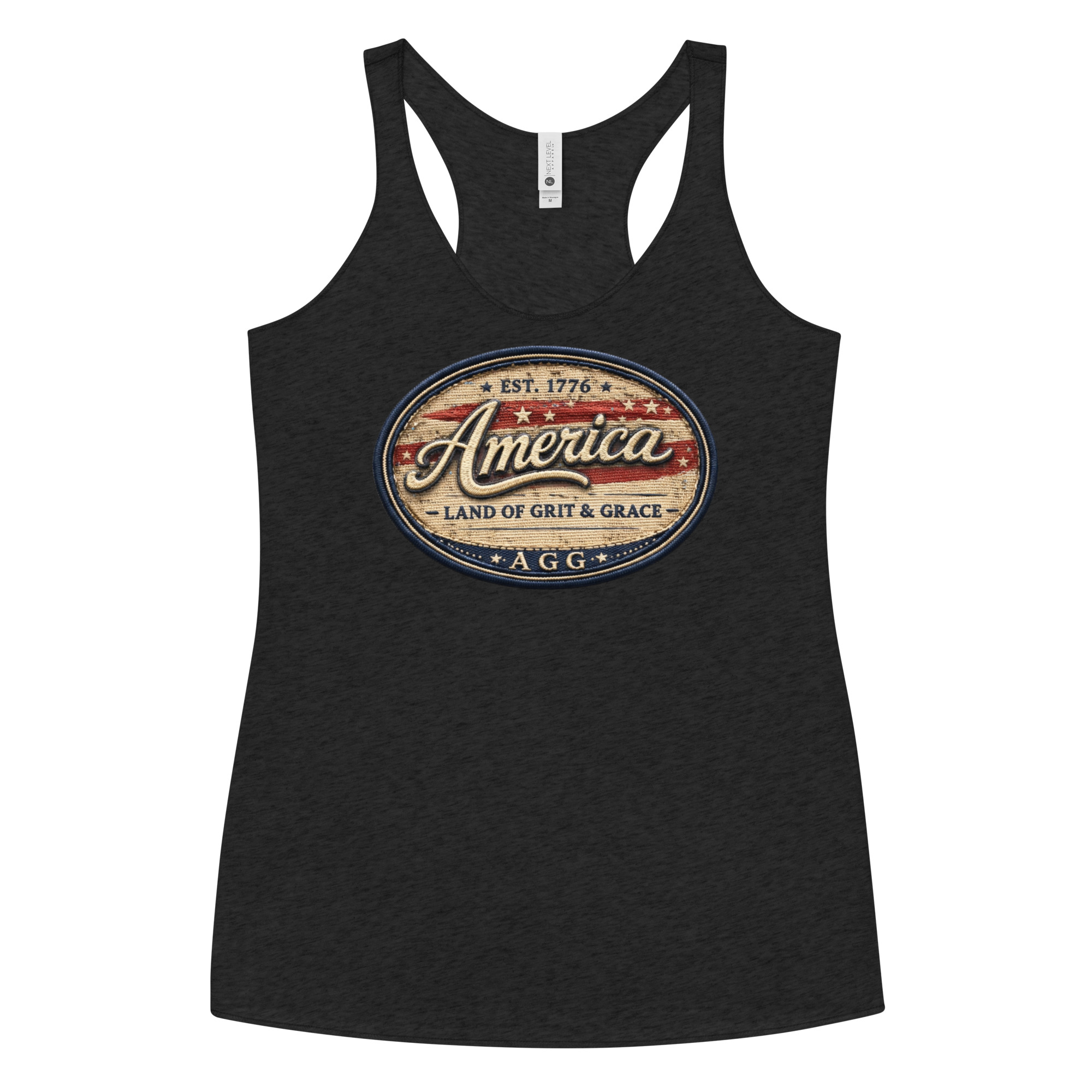 America Heritage – Land of Grit & Grace Racerback Tank | Patriotic Women’s Tank Top - Image 21