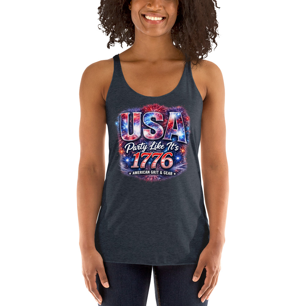 USA Party Like It’s 1776 Women’s Racerback Tank Top – Patriotic Summer Tank - Image 26