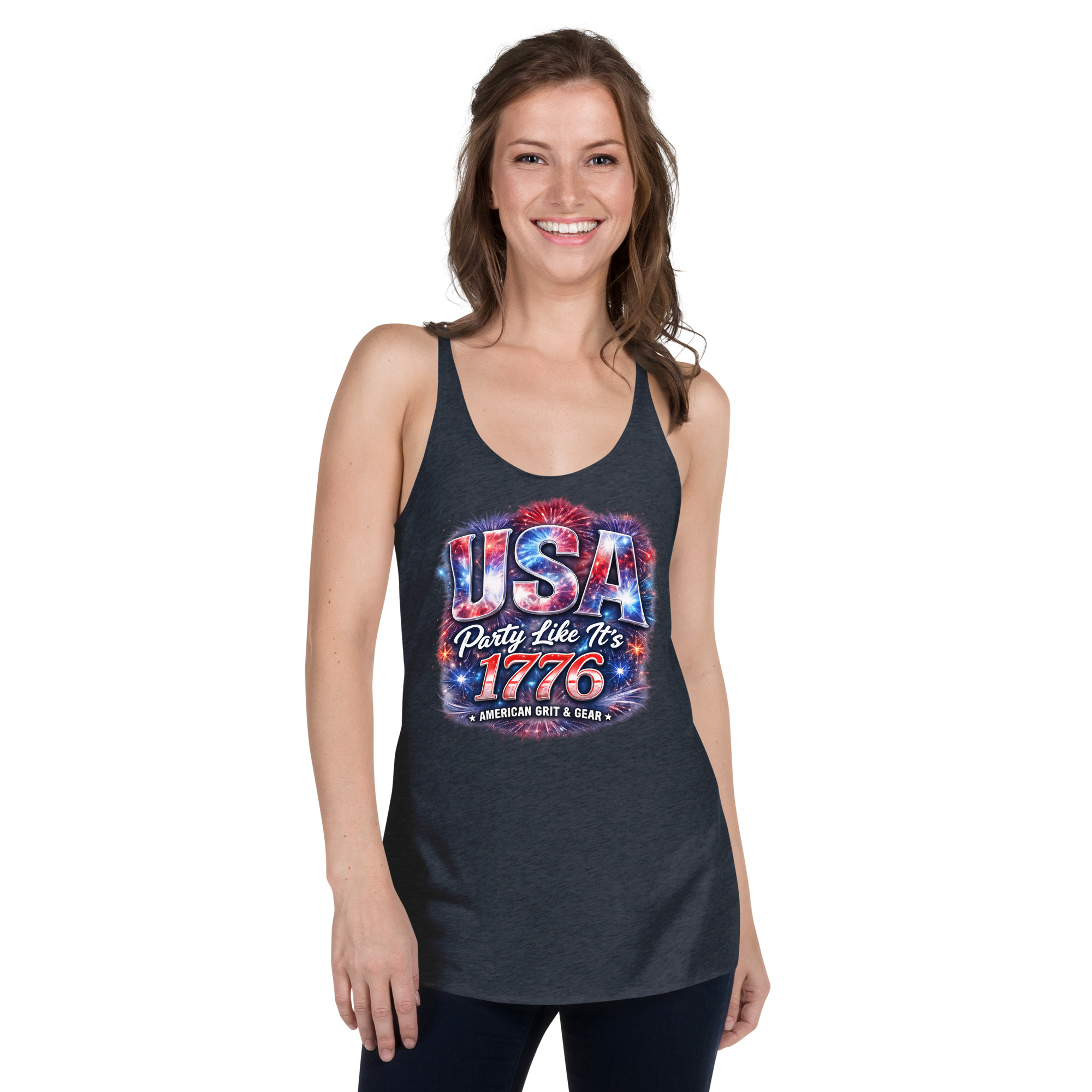 USA Party Like It’s 1776 Women’s Racerback Tank Top – Patriotic Summer Tank - Image 33
