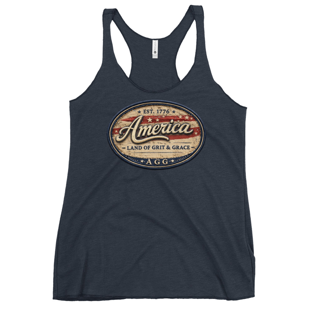 America Heritage – Land of Grit & Grace Racerback Tank | Patriotic Women’s Tank Top - Image 11