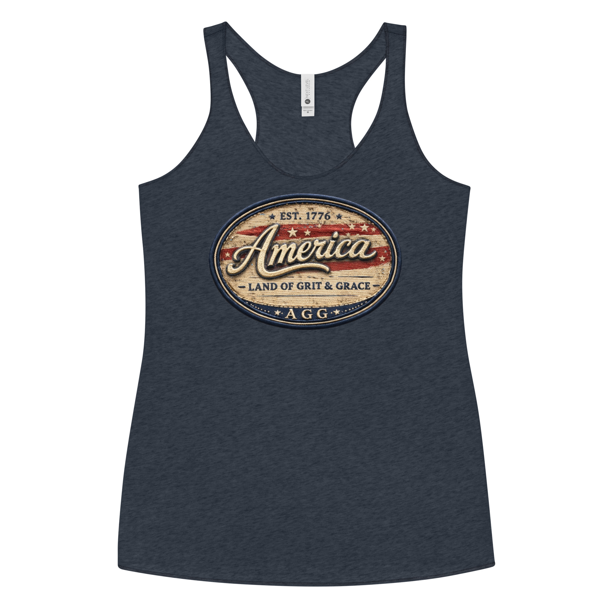 America Heritage – Land of Grit & Grace Racerback Tank | Patriotic Women’s Tank Top - Image 22