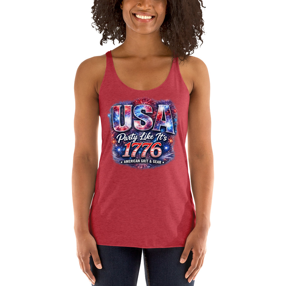 USA Party Like It’s 1776 Women’s Racerback Tank Top – Patriotic Summer Tank - Image 27