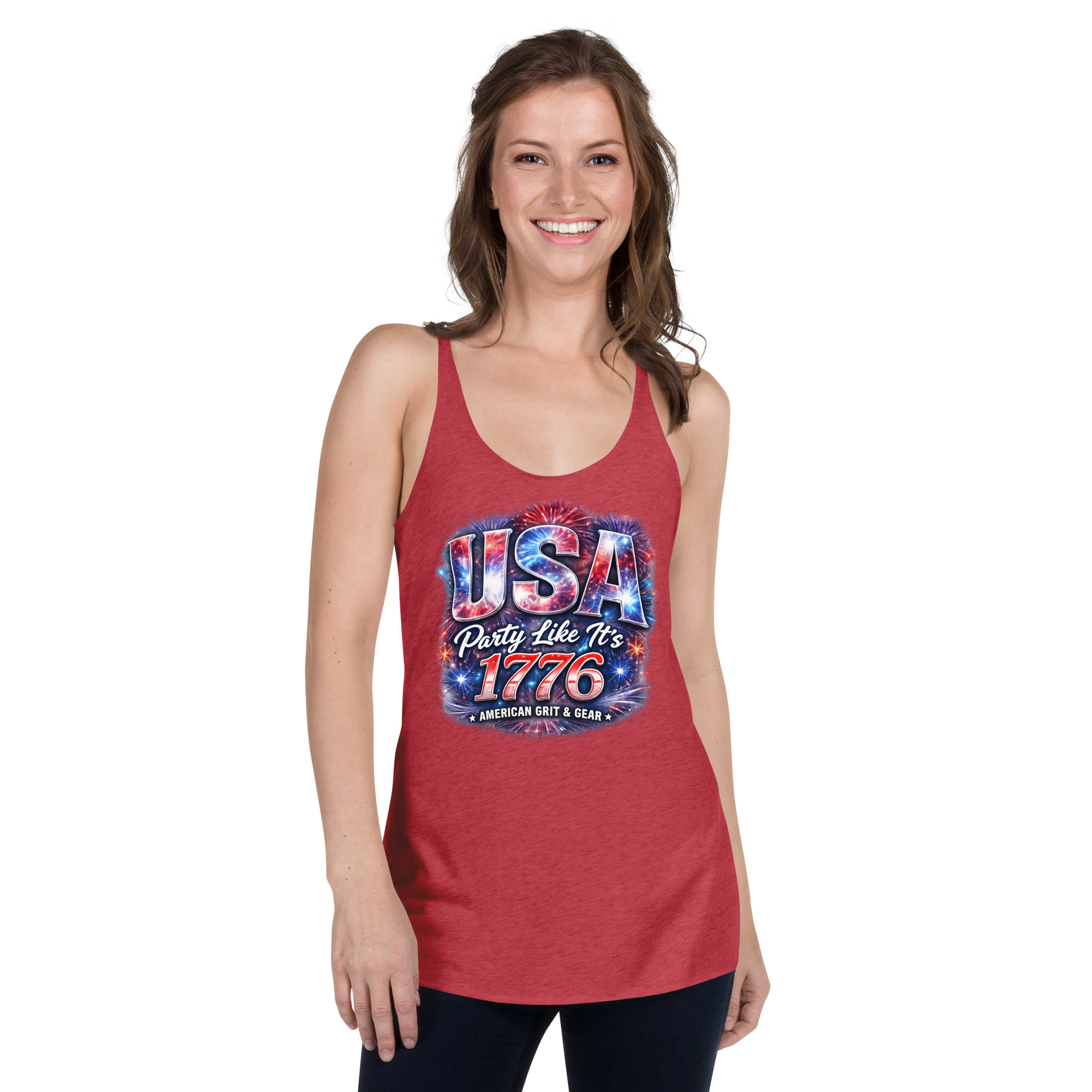 USA Party Like It’s 1776 Women’s Racerback Tank Top – Patriotic Summer Tank - Image 34