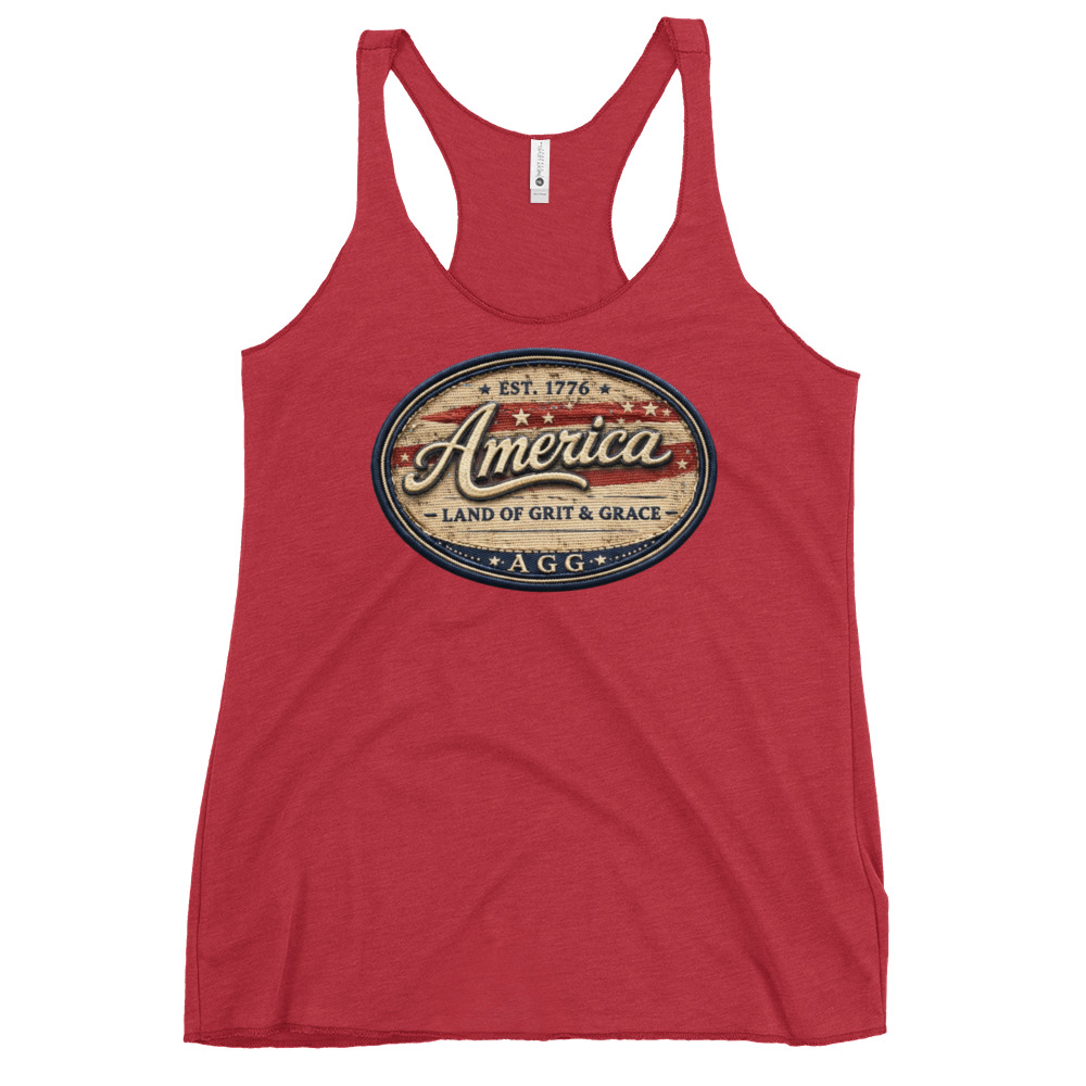 America Heritage – Land of Grit & Grace Racerback Tank | Patriotic Women’s Tank Top - Image 12