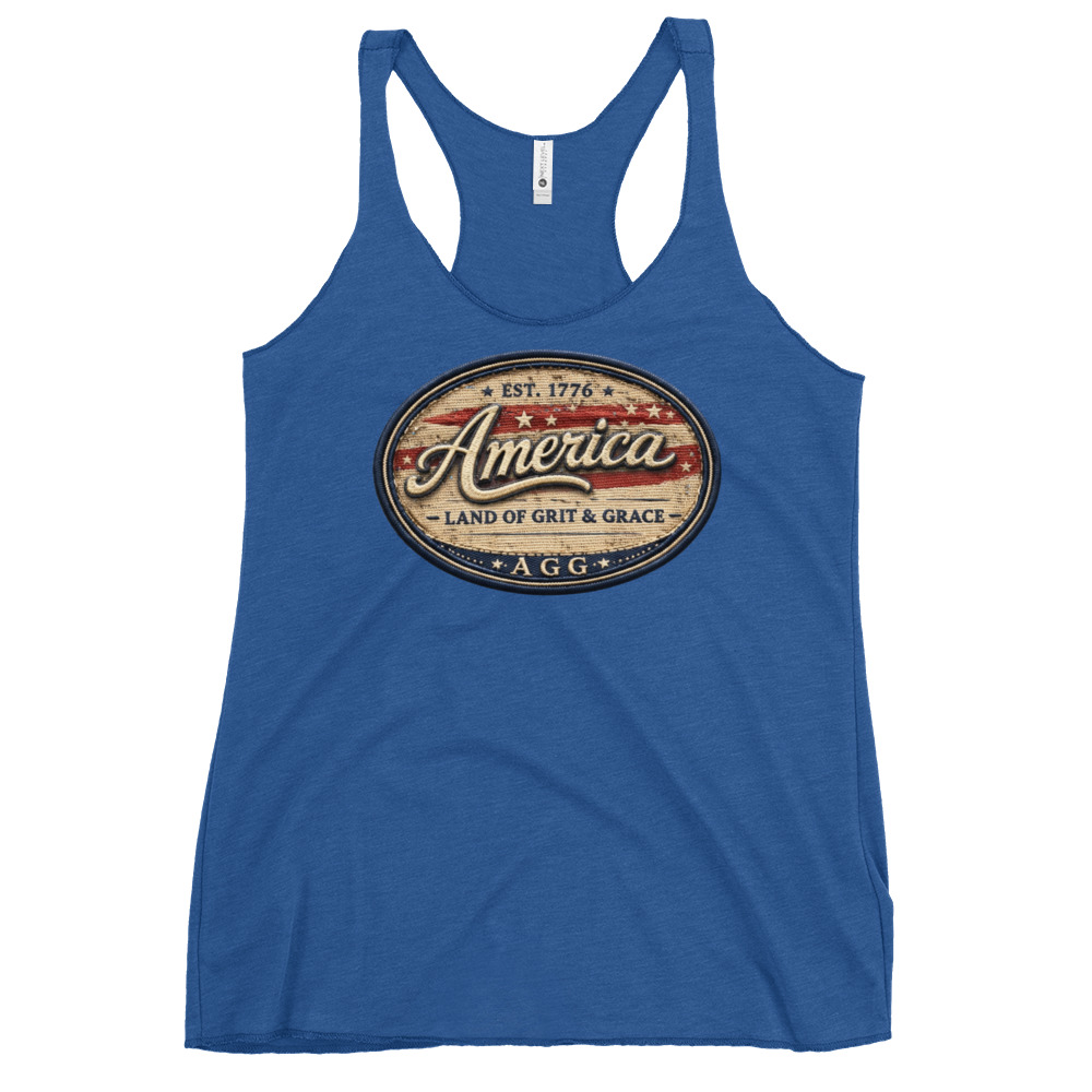 America Heritage – Land of Grit & Grace Racerback Tank | Patriotic Women’s Tank Top - Image 15