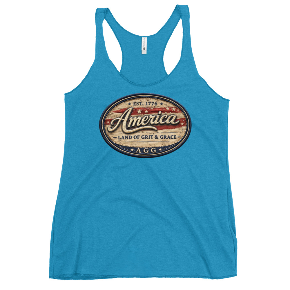 America Heritage – Land of Grit & Grace Racerback Tank | Patriotic Women’s Tank Top - Image 18
